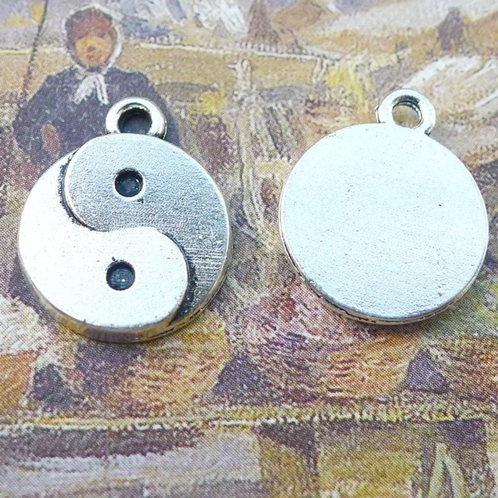 

100 шт YinYang Подвески 15 мм x 18 мм DIY ювелирных изделий Кулон Античный серебряный цвет