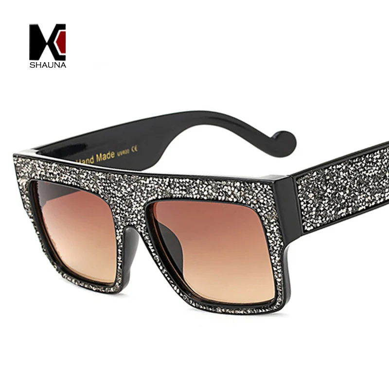 Женские и мужские большие квадратные очки SHAUNA солнцезащитные с декоративными