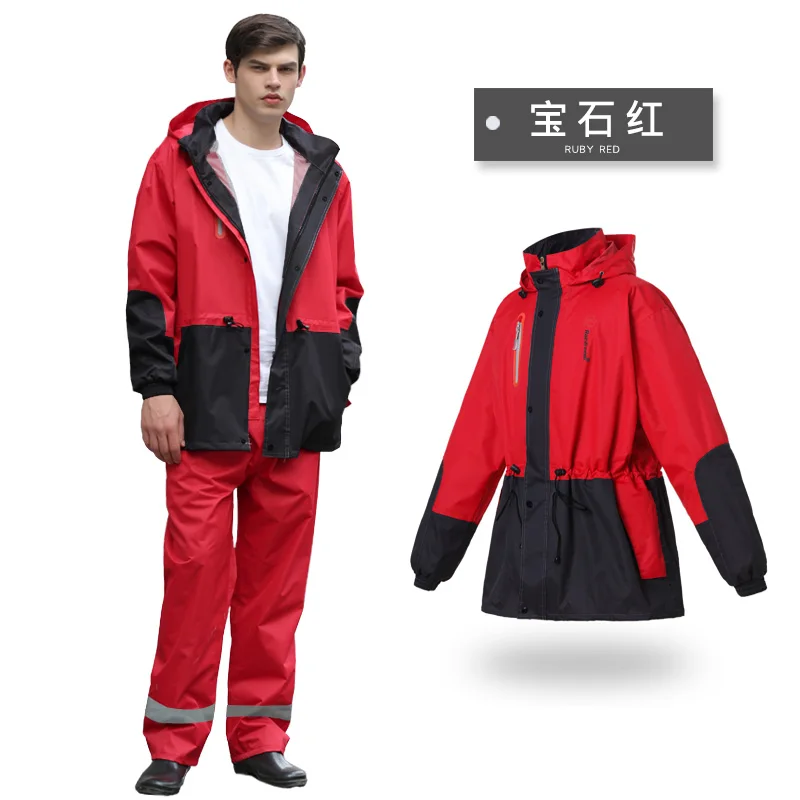 

Pink Scooter Raincoat Pants Set Outdoors Men Raincoat Waterproof Thick Impermeable Chubasquero Hombre Plastic Rain Gear GG50YY
