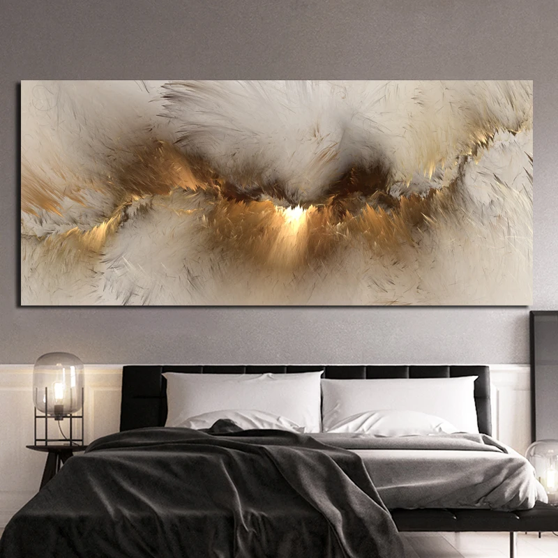Фото Золотое облако абстрактная масляная живопись интерьерная Настенная картина для