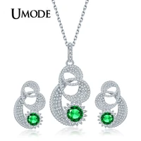 umode new multiple styles ultra big pear cut cubic zirconia for women drop wedding necklace and earrings set party gift us0117x