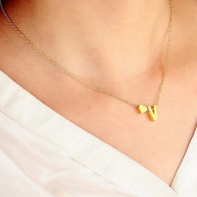 Ожерелье из нержавеющей стали с именем инициала Женская цепочка чокер ожерелье