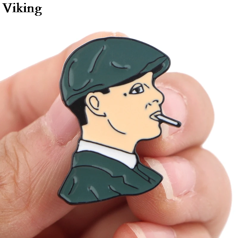 

The Man with a Cigarette Cartoon Badge Enamel Brooches Windbreaker Jacket Uniform Backpack Pin Cool Anime Brooches Jewelry G0802