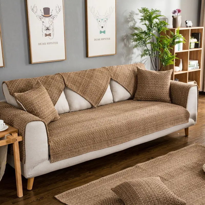 

Cotton Linen Fabric Sofa Cover Sofa Towel Solid Color Couch Cover Seat Cover for Living Room Corner Sofa Towel