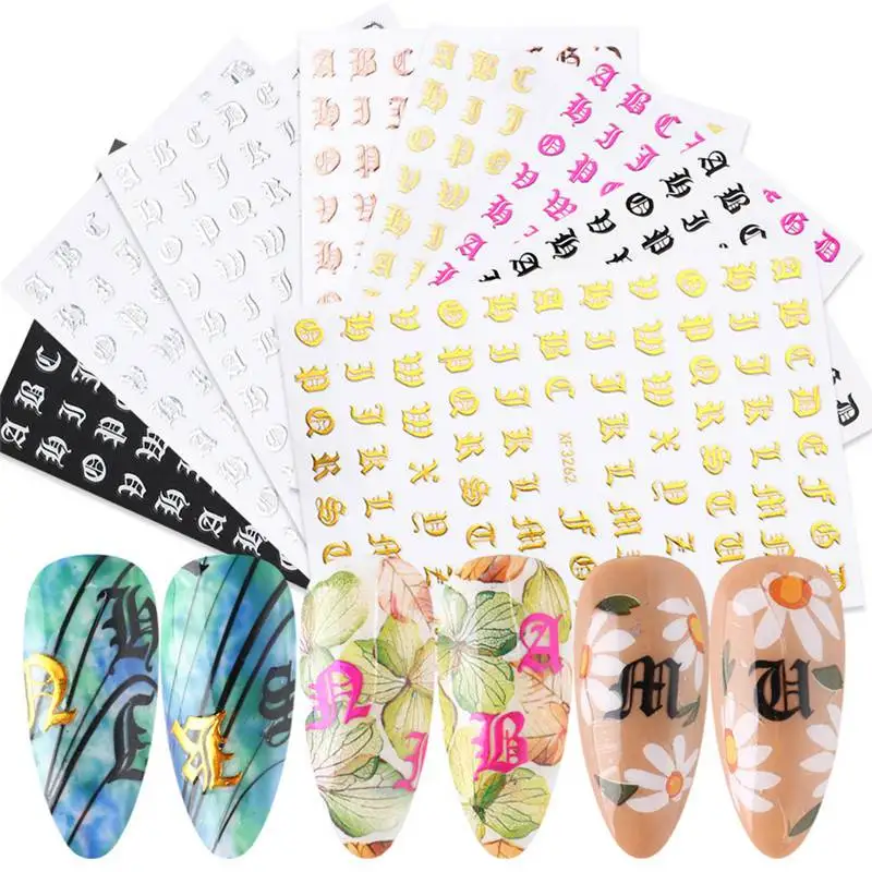 

Nail Art 3D Decals DIY English Alphabet Letter Sticker Latin Roman