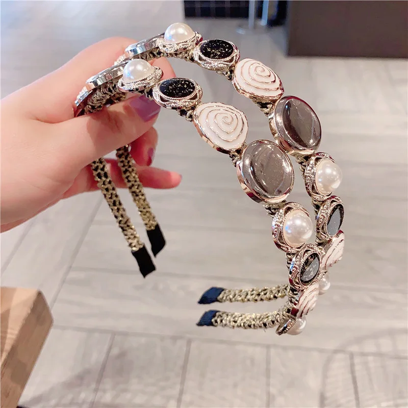 

Baroque Pearl Flower Hairbands For Women Hair Accessories For Girls Headband Hair Band Colorful Crystal Headbands