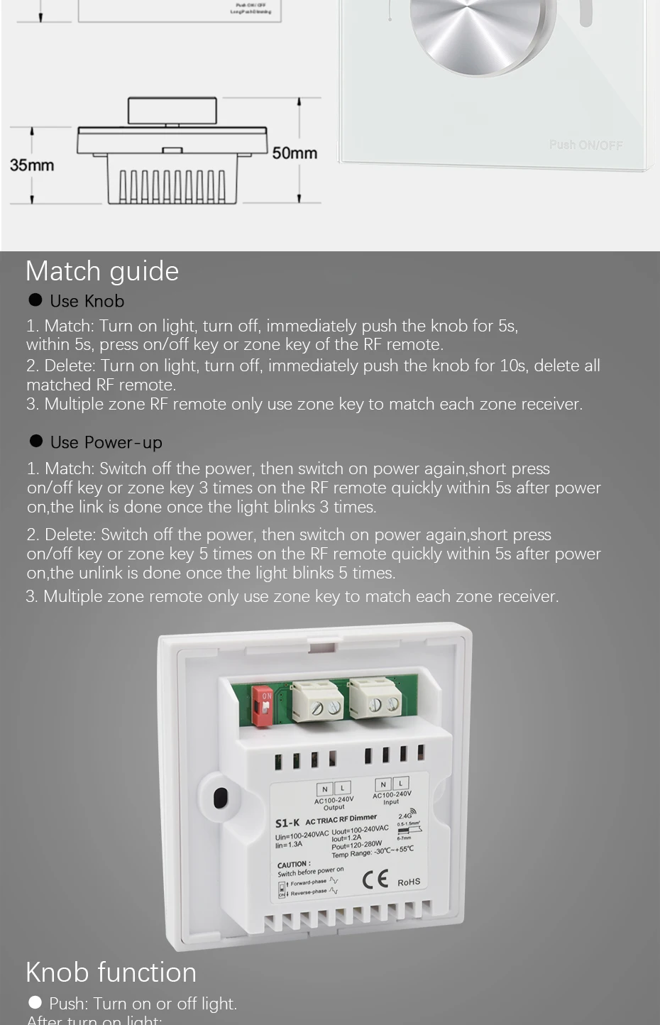 AC Triac диммер СВЕТОДИОДНЫЙ 220V 230V 110V затемнения Ручка кнопочный переключатель контроллер для светодиодный лампы светильник лампы(белый/черный