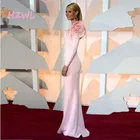 Розовые вечерние платья русалки на одно плечо с большим цветком и рюшами, платья выпускного вечера атласные платья длиной до пола