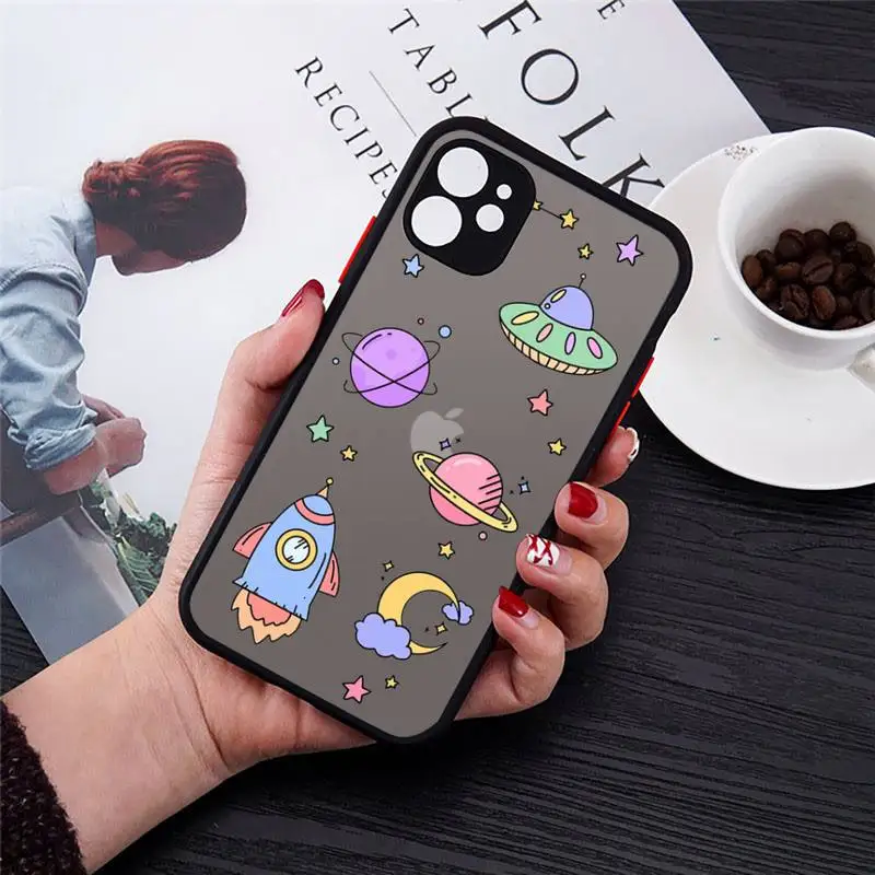 

astronaut starry universe Creative Phone Case matte transparent For iphone 7 8 11 12 plus mini x xs xr pro max cover