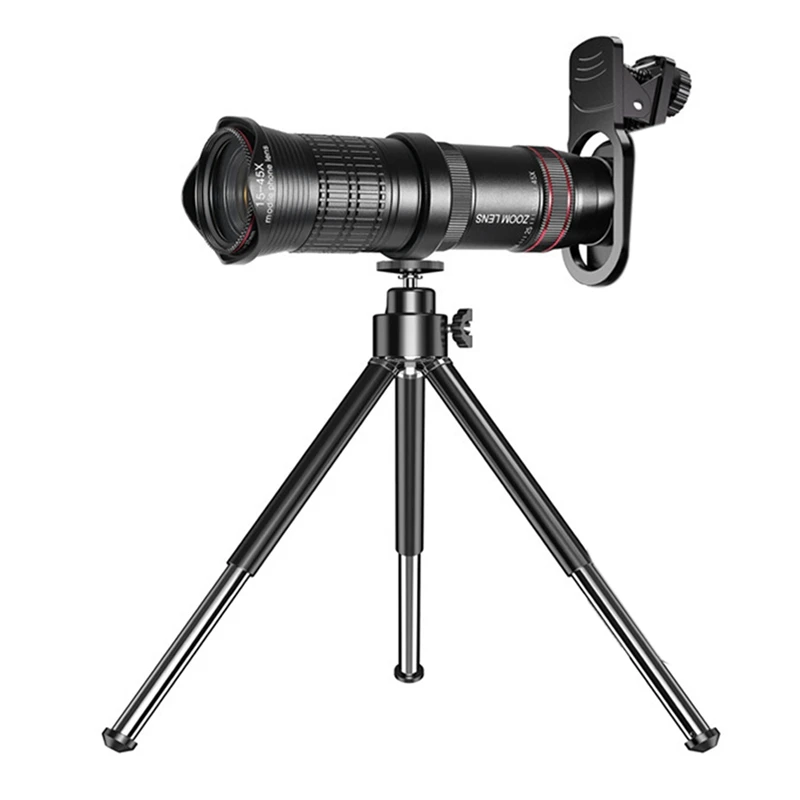 

Объектив для телефона, HD 15-45X зум-объектив со штативом, телескоп с телескопом для Iphone, Samsung и других смартфонов