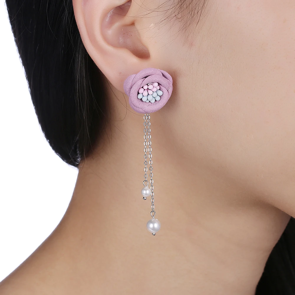 

ZEMIOR Romantic Flower 925 Sterling Silver Drop Earrings For Women Hanging Imitation Pearls Earring Engagement Fine Jewelry