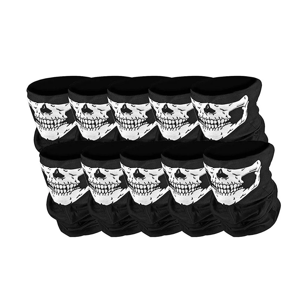 10 pcs Велосипедная Лыжная маска на половину лица с черепом, шарф-призрак, многофункциональная Теплая Зимняя Маска для шеи, велосипедная маска для велоспорта, байкеров, спортивные аксессуары, ветрозащитные - Цвет: 10 pcs