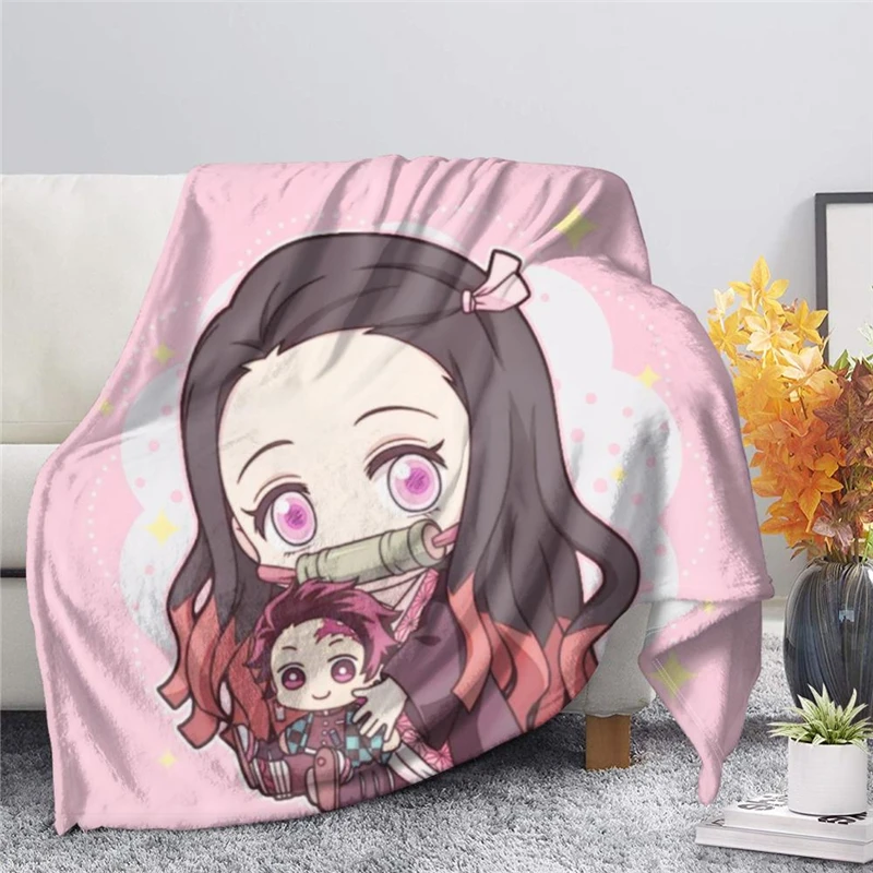 

Teufel Klinge Anime Flanell Decke Hause Dekorative Cartoon Dämon Slayer Frühling/Herbst Quilt für Erwachsene Kinder Bettwäsche