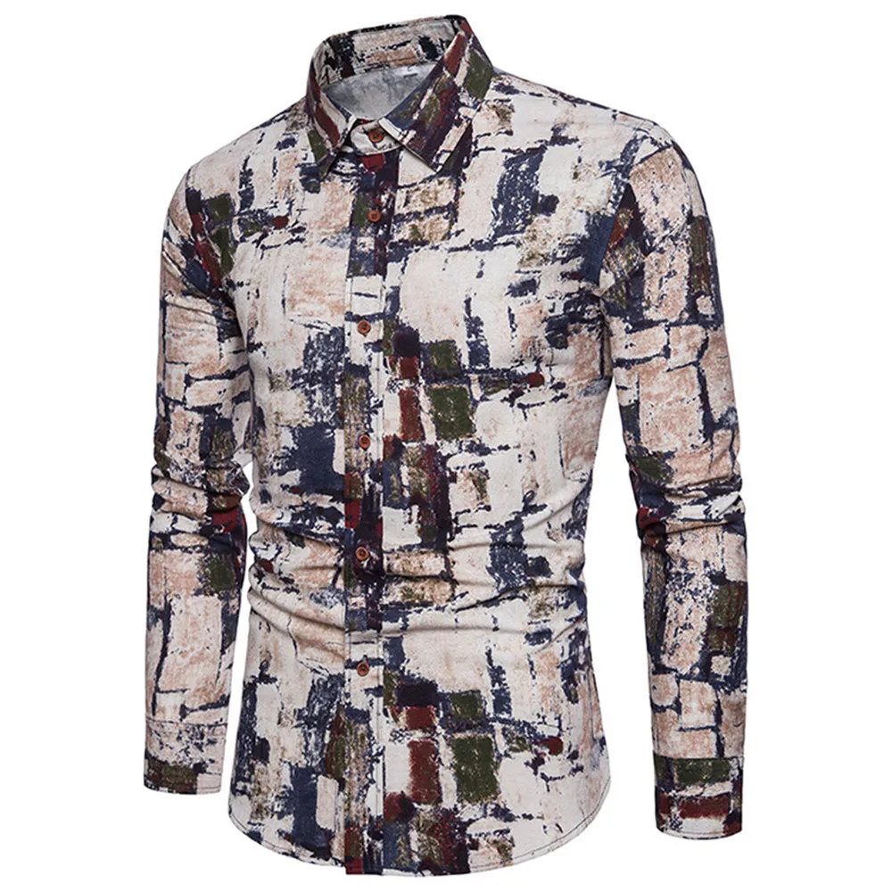 Shirt A033 Художественный стиль, красивый комплект для отдыха для мальчиков, Осенние новые рубашки с длинным рукавом, винтажные мужские спортивные костюмы с цветочным принтом, мужские тонкие длинные детали, 5XL - Цвет: Shirt A033