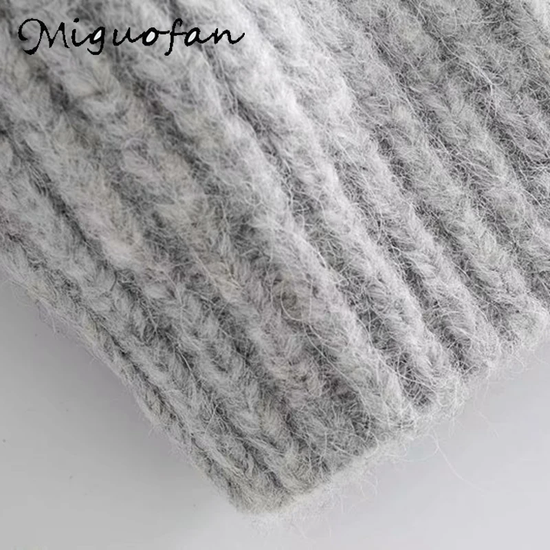 

Miguofan Knitted Sweater Pullovers Women with Hat Pockets Grey Ladies Knitwear Oversize Sweaters Za ropa mujer Female 2021 New
