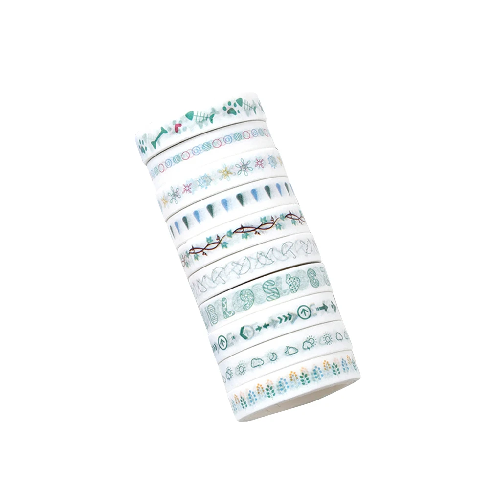 10 рулонов набор декоративного скотча васи декоративные маскирующие ленты