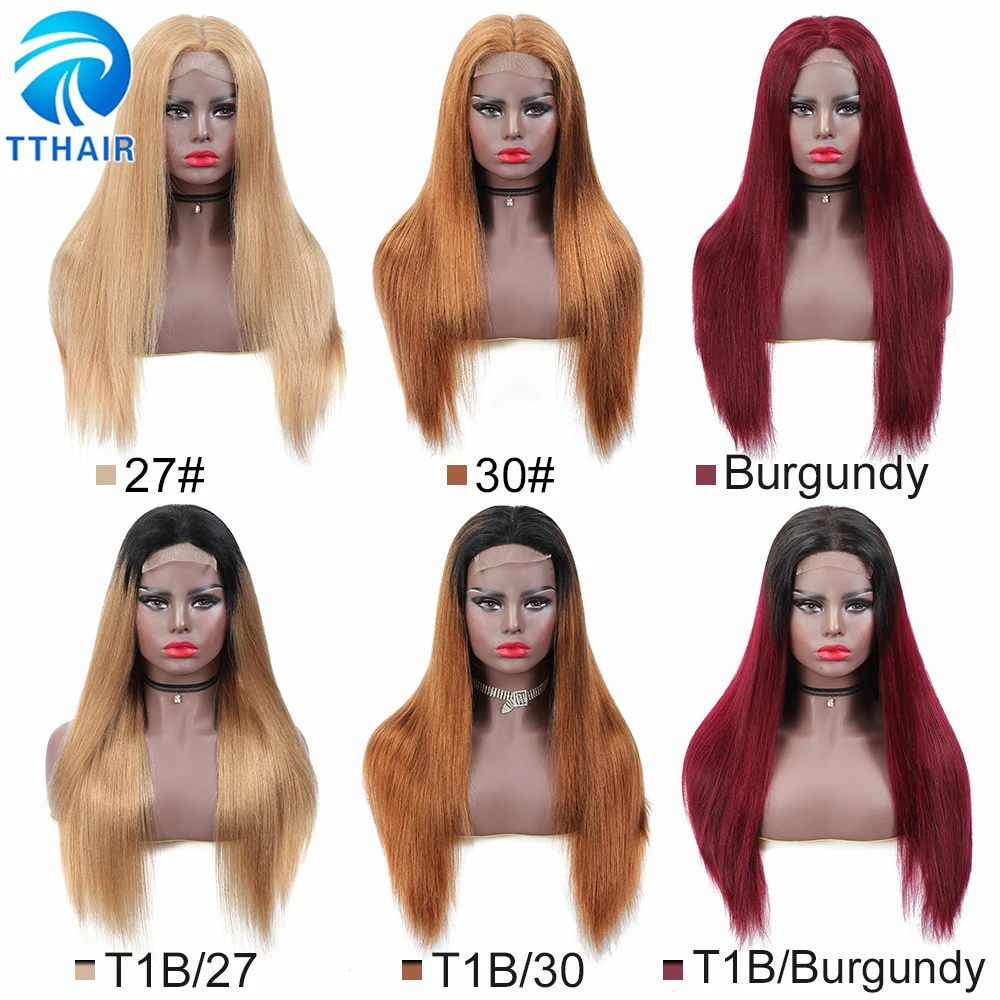 TTHAIR прямые волосы 4x4 кружева закрытие парик с эффектом деграде (переход парики из