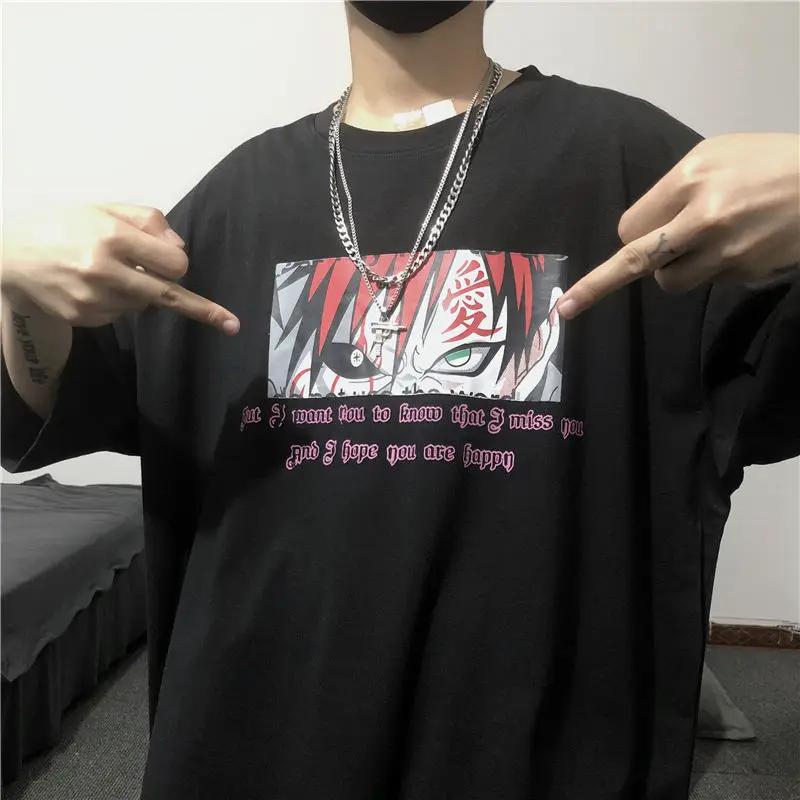 Футболка Harajuku аниме Саске Акацуки для мужчин летняя модная мультяшная футболка