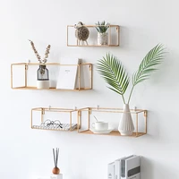 golden iron shelves for wall creative metal desktop decoration crafts storage holders home hanging floating shelf organization