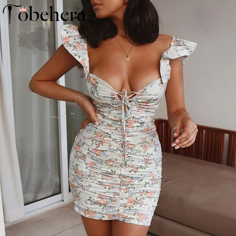 Glamaker женское платье на шнуровке с цветочным принтом сексуальный короткий