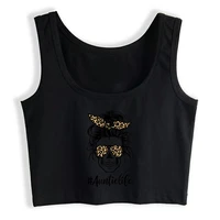 crop top women auntie life skull messy bun hair leopard grunge aesthetic gothic y2k tank top female clothes