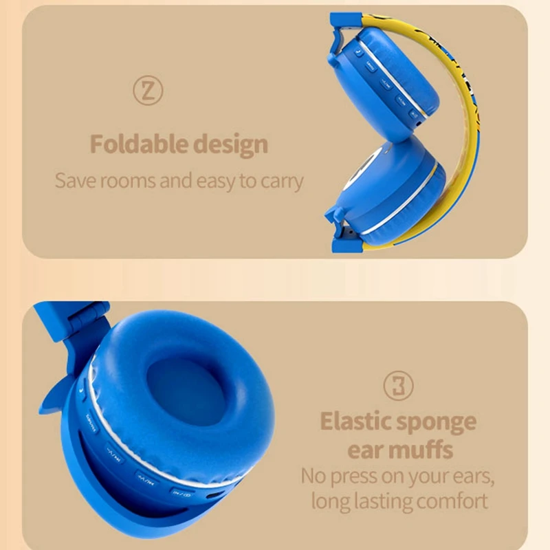 Симпатичные беспроводные детские наушники с микрофоном для детей мальчиков