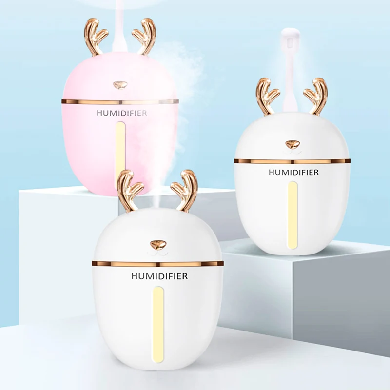 

Mini USB antlers air humidifier aroma diffuser essential oil diffuser Colorful LED Light fogger mist make car air freshener