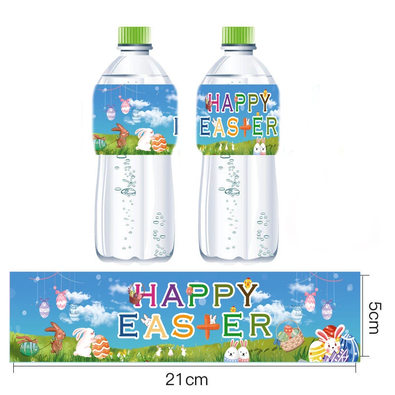 

Omilut 12pcs Happy Easter Mineral Water Bottle Label Easter Bunny Party Favor Gift Stickers Birthday Party Decor Supllies Sticke