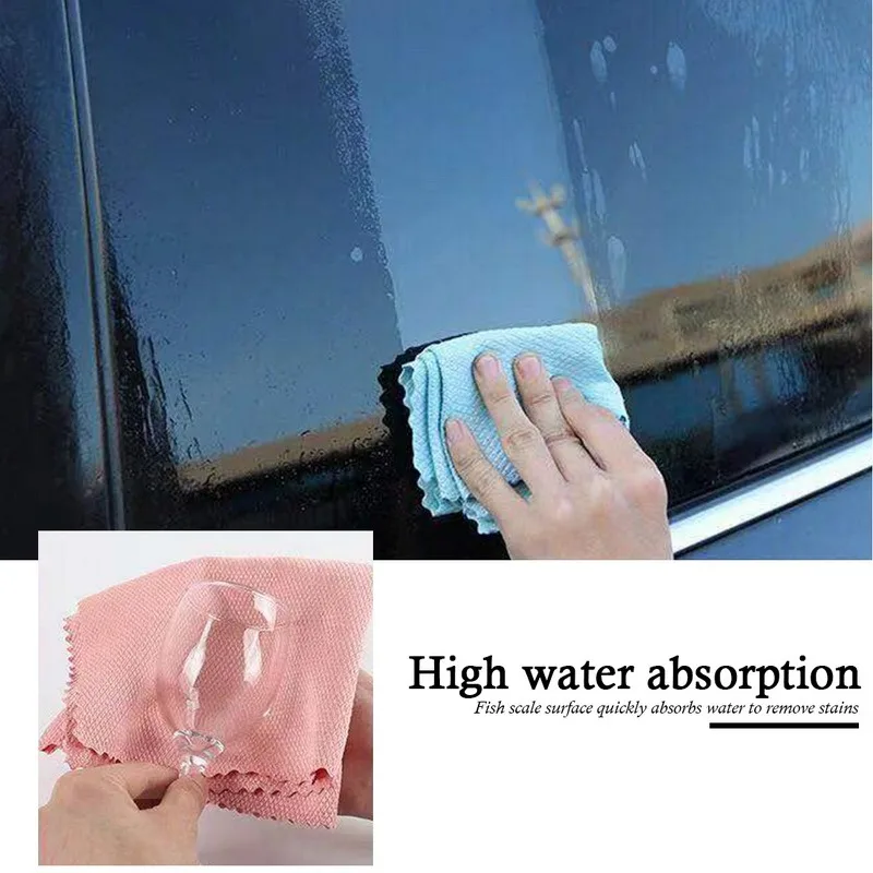 

5/10PC Efficient Microfibe Fish Scale Wipes For Glass Cleaning Cloth Housework Cleaning Cloth Kitchen Degreasing Scouring Pad