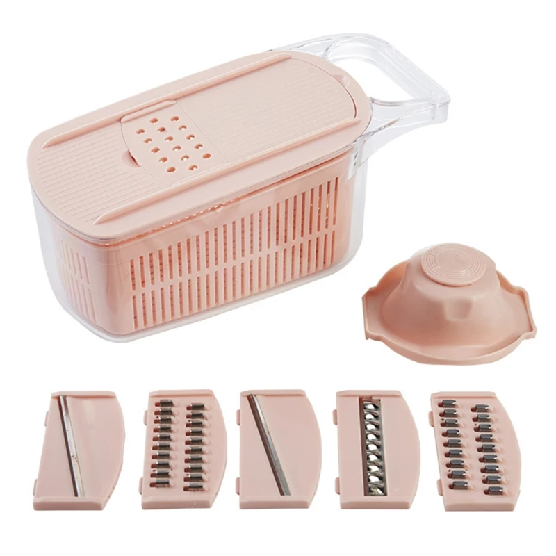 

LXAF Multifunctional 6-in-1 Manual Veggie Chopper with Box Set Grater Slicer Durable