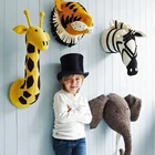 3D животное, Настенный декор, слон, жираф, тигр, голова лебедя, мягкие игрушки для настенного крепления, украшение для спальни, фетровые настенные подвесные куклы