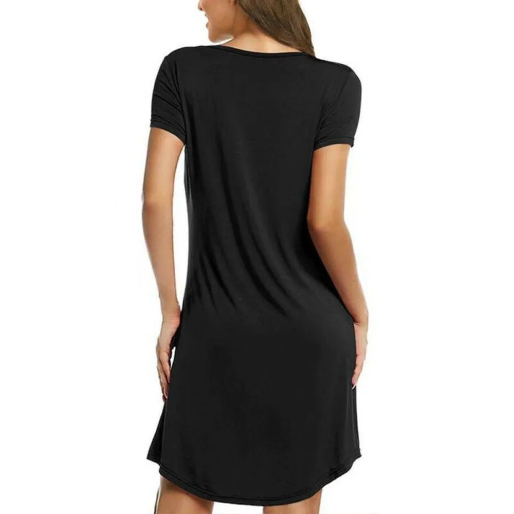 

Plus Size Women Mini Dress Crew Neck Short Sleeve Casual Loose Short Sundress