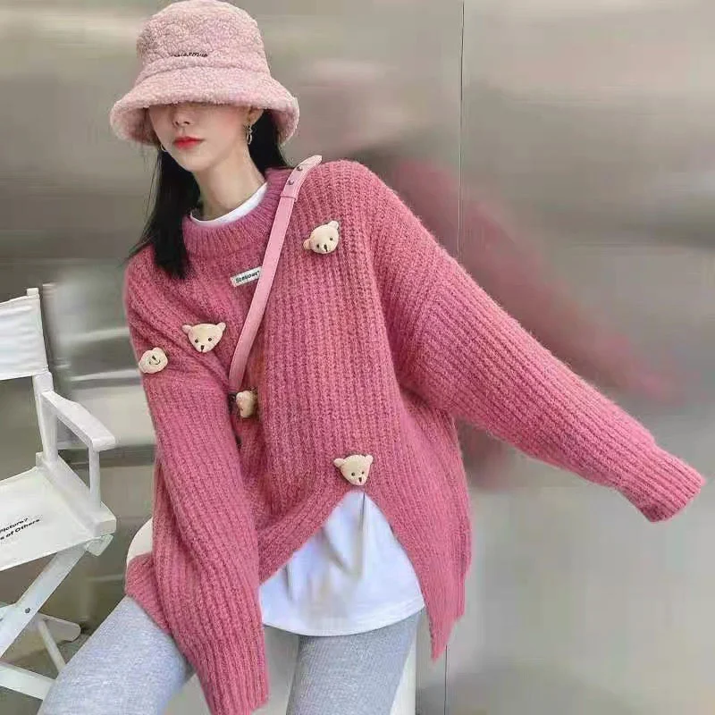 

Женский свитер в Корейском стиле с медведем