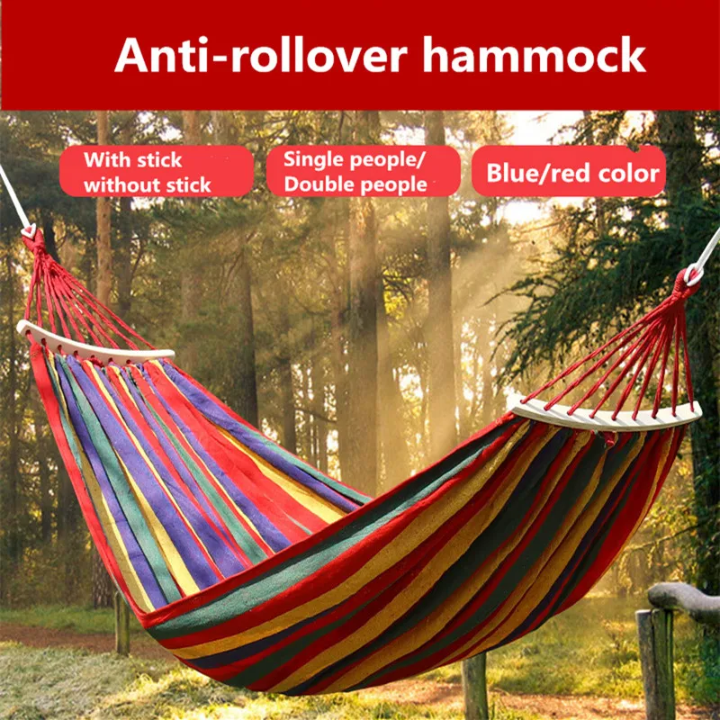 

Portable Hammock Outdoor Hammock Garden Sports Home Travel Camping Swing Canvas Stripe Hang Bed Hammock Double Single People