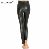 indjxnd legging dropshipping women hot sexy black wet look faux leather leggings slim shiny pants ankle length fitness leggings