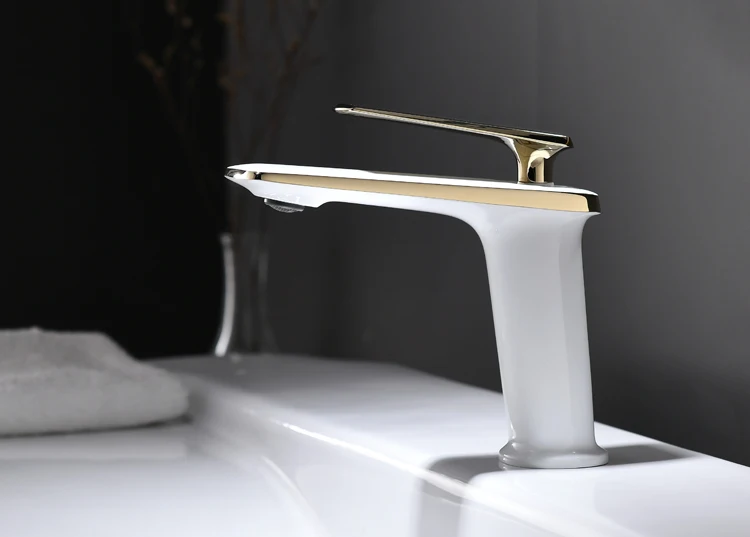 

Бесплатная доставка Золотой и белый цвет смеситель для раковины для ванной комнаты смеситель для раковины с одним отверстием/ручкой смесит...