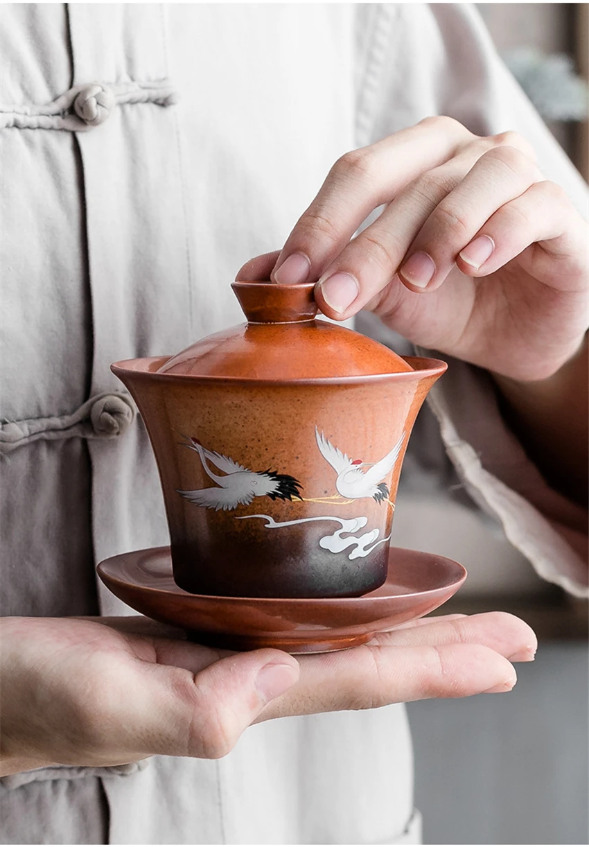 Эмаль Gaiwan разрисованная вручную керамика пиалы для чая чайный набор кунг-фу фарфор Чайный набор из чайная чашка в китайском стиле Чай Услуги