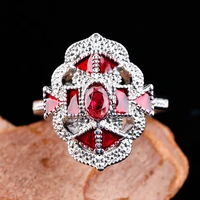 exquisit red crystal rings for women classic silver color wedding luxury unique style jewelry brands