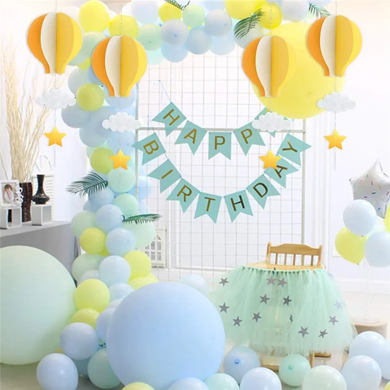 

4Pcs hot air balloon decoration maison deco 3D Balloon Paper Cloud Hanging Decor Pendant for Baby Shower Birthday mariage deco