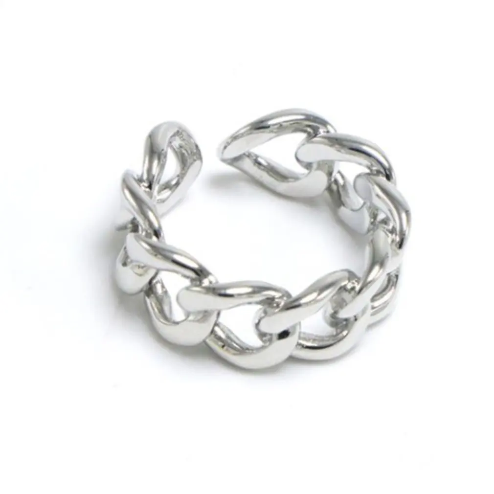 

Trendy 925 Sterling Silver Chain Rings for Women Couples Vintage Handmade Twisted Geometric Finger Jewelry Open Finger Rings