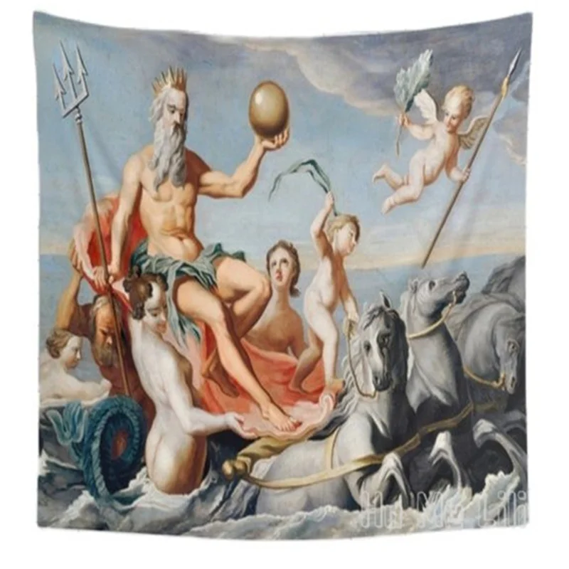 

Mythology By Ho Me Lili Tapestry Vintage Neptune Painting Art
