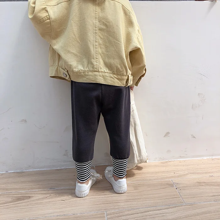 Autumn boys girls Spliced striped sports pants kids cotton soft 5 colors casual all-match trousers 2-7Y