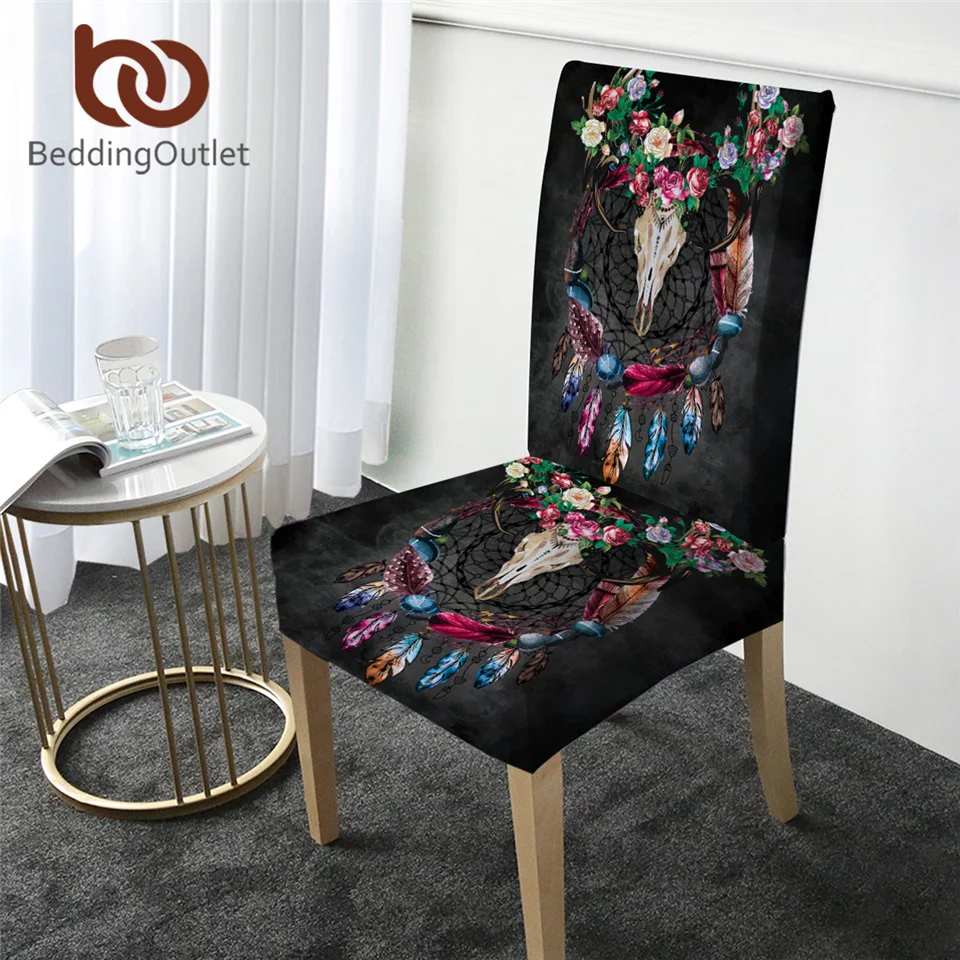 Постельное белье бохо Ловец снов чехол для стула готический череп из спандекса
