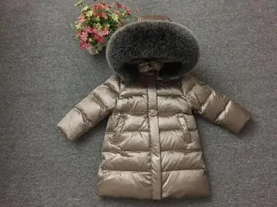 color 12 fox fur Утепленные парки с натуральным енотовым мехом для мальчиков и девочек на температуру до-30 градусов, для русской зимы длинное пуховое пальто 90, куртка пальто, одежда для маленьких детей - Цвет: color 12 fox fur