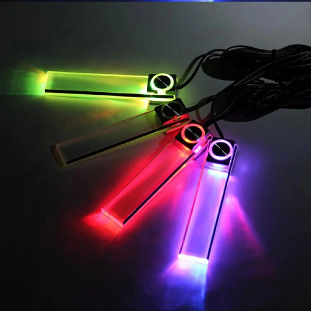 

4 In 1 Car Decorative Atmosphere Lamp Charge LED Interior Floor Decoration Lights (Blue)