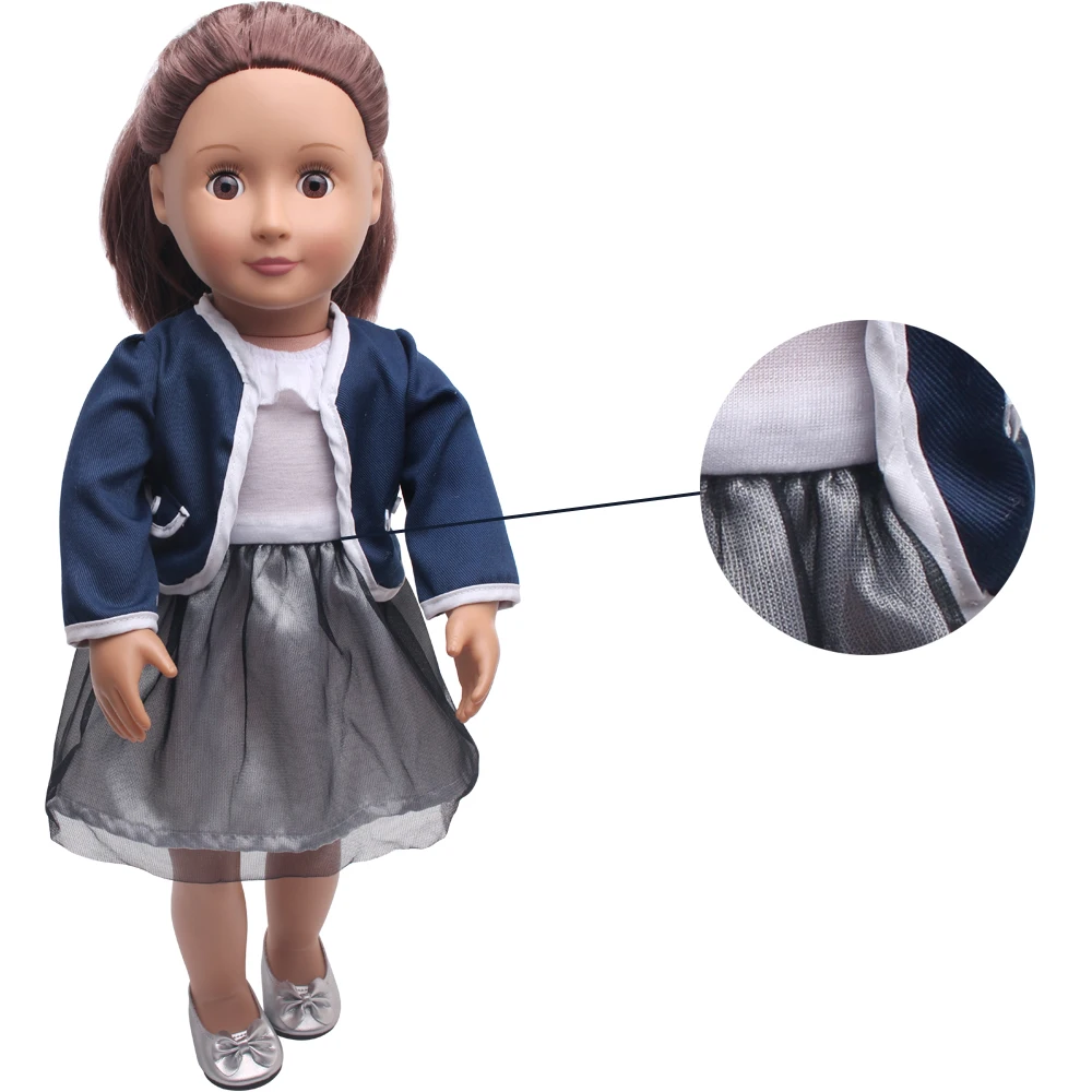 18 дюймов американская кукла платье для девочек темно синяя школьная Униформа