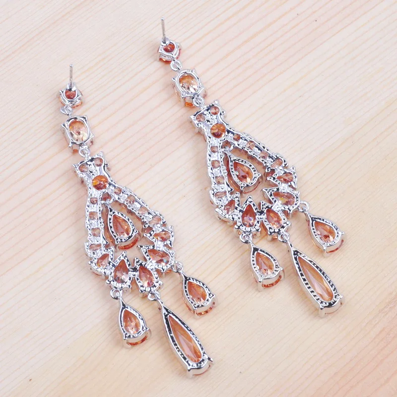 

Shining Trendy AAA Cubic Zircon Jewelry Brown Crystal Stud Earrings For Woman Elegante Wedding Party Gift