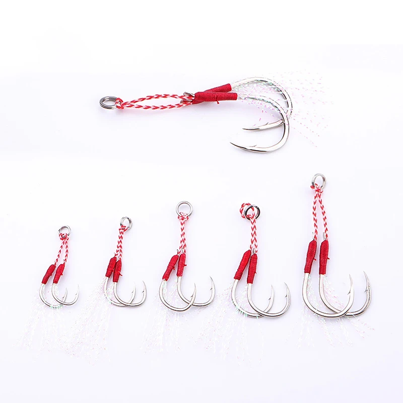 20pairs/Lot Jig Lure Assist Hook Jigging Double Barbed Assist Hooks High Carbon Steel Fishing Lure pesca Slow Jigging Hooks