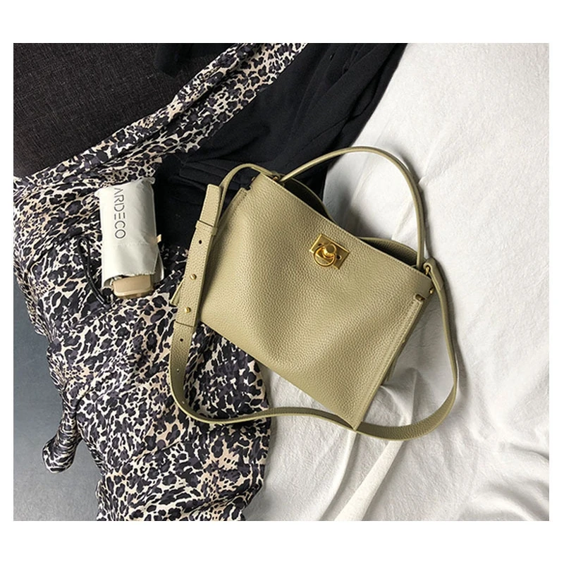 

WOONAM Women Fashion Handbag Top Hide Genuine Calf Leather Large Tote Bag WB1049