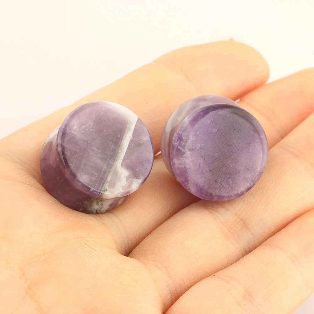 purple Junloupy беруши набор датчиков серьги мочки растягивание 6-18 мм натуральный камень супы расширитель тела Набор для пирсинга телесные туннели 2 шт - Окраска металла: purple